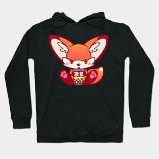 Fox bubble tea kawaii cute adorable chibi hand painted Hoodie